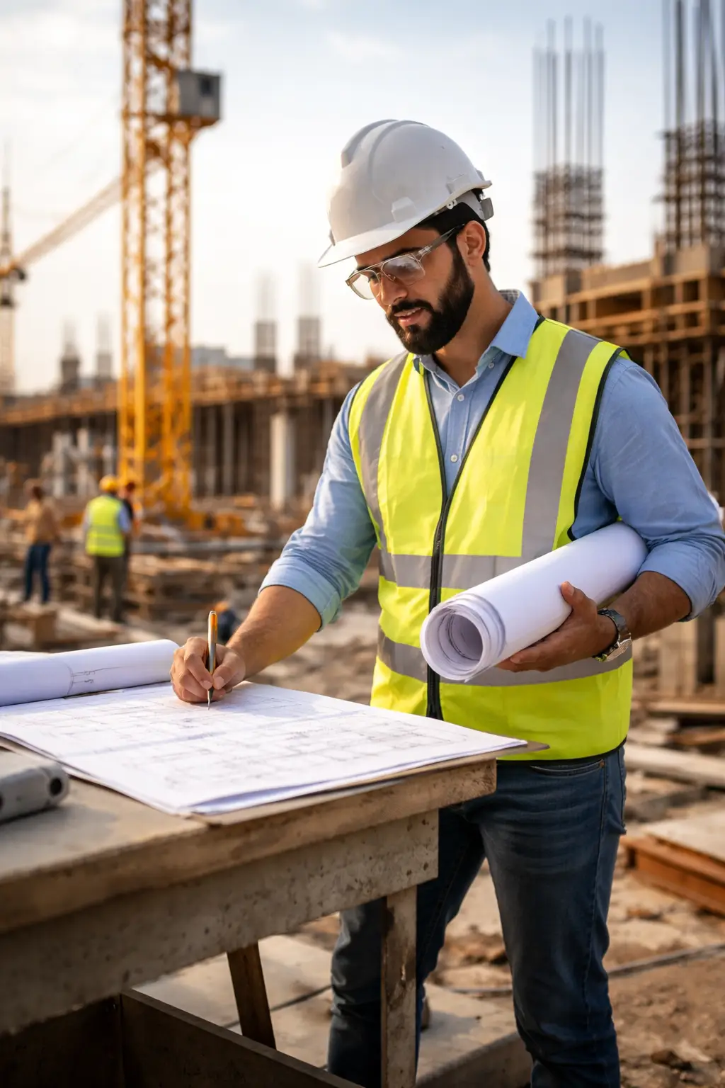 建設現場で働くエンジニア