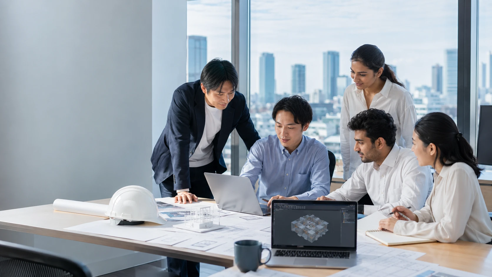 日本企業で働く外国人エンジニアと採用担当者のイメージ